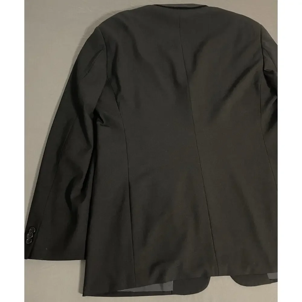 Armani Collezioni Black Wool Blazer Sz 54 EU / 44R 22.5” Pit Made Italy EUC